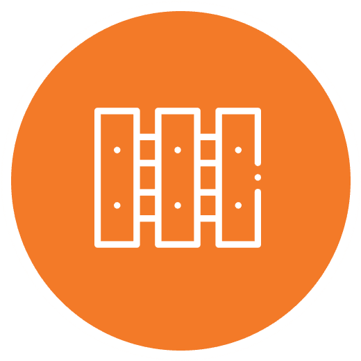 A picture of an orange circle with a white line drawing.